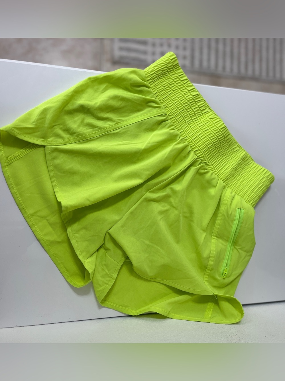 B Neon Lime Elastic-Waist Women’s Shorts size small